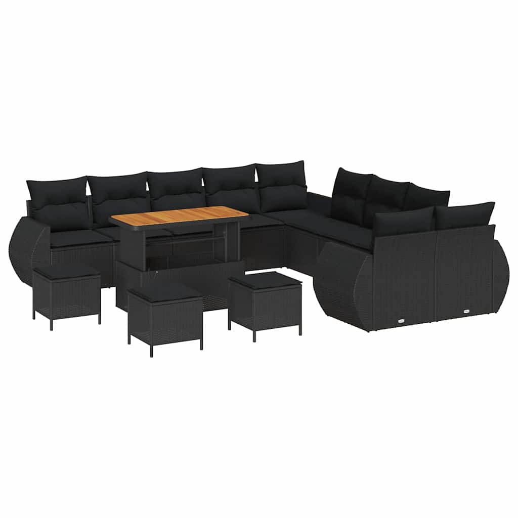Set de canapele pentru grădină 14 pcs Negru 110 x 55 x 71 cm GartenMobel Dekor