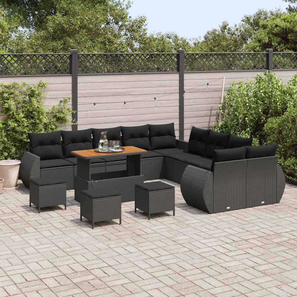 Set de canapele pentru grădină 14 pcs Negru 110 x 55 x 71 cm GartenMobel Dekor