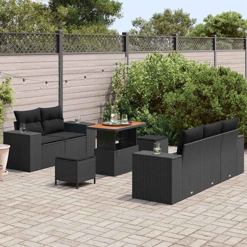 Set de canapele pentru grădină 8 pcs Negru 90 x 55 x 71 cm GartenMobel Dekor