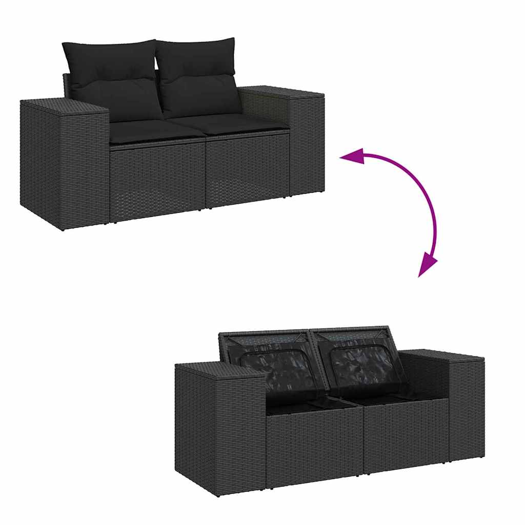 Set de canapele pentru grădină 8 pcs Negru 90 x 55 x 71 cm GartenMobel Dekor