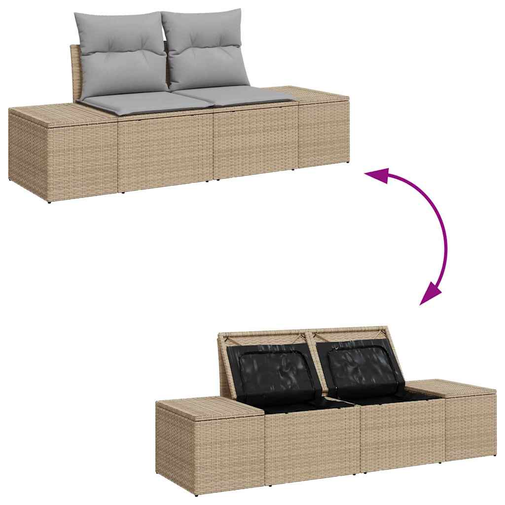 Set de canapele pentru grădină cu pernă 7 pcs Bej Rattan poli GartenMobel Dekor