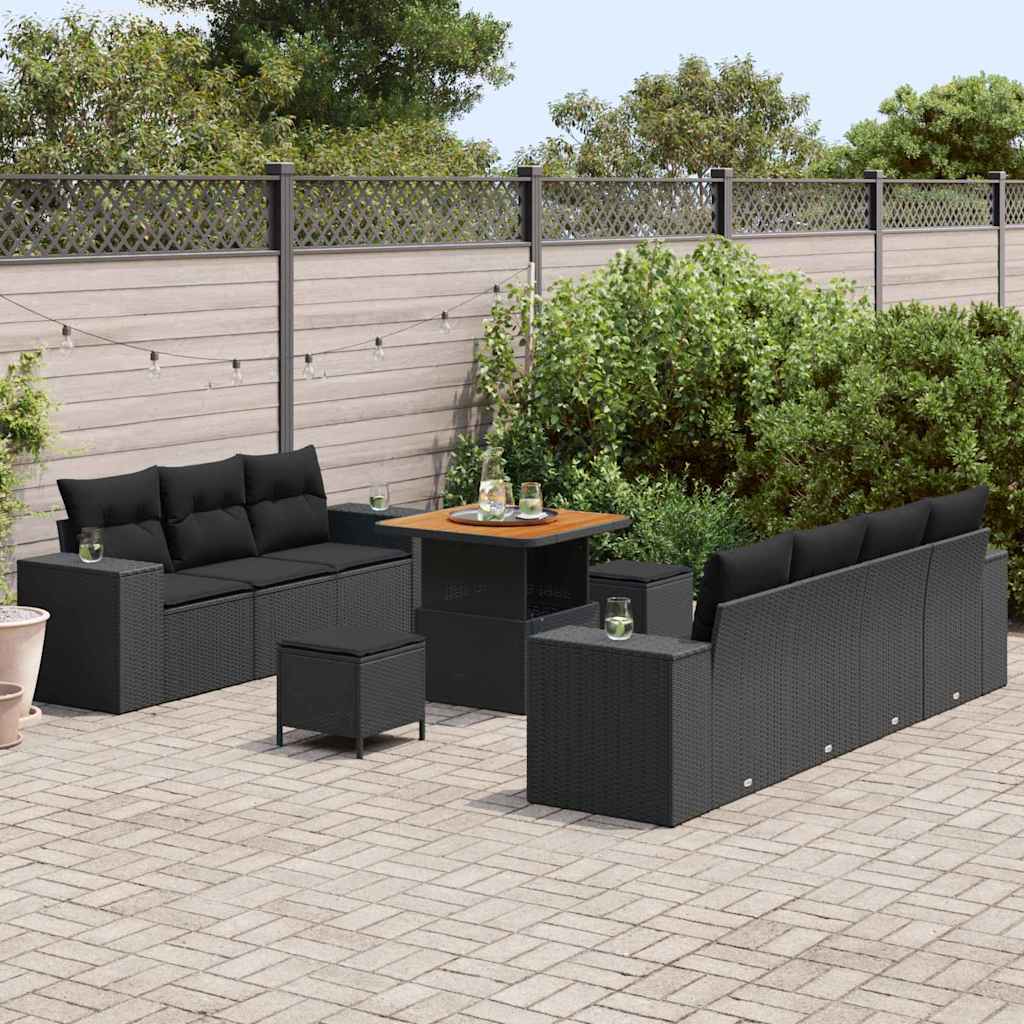 Set de canapele pentru grădină 10 pcs Negru 80 x 80 x 71 cm GartenMobel Dekor