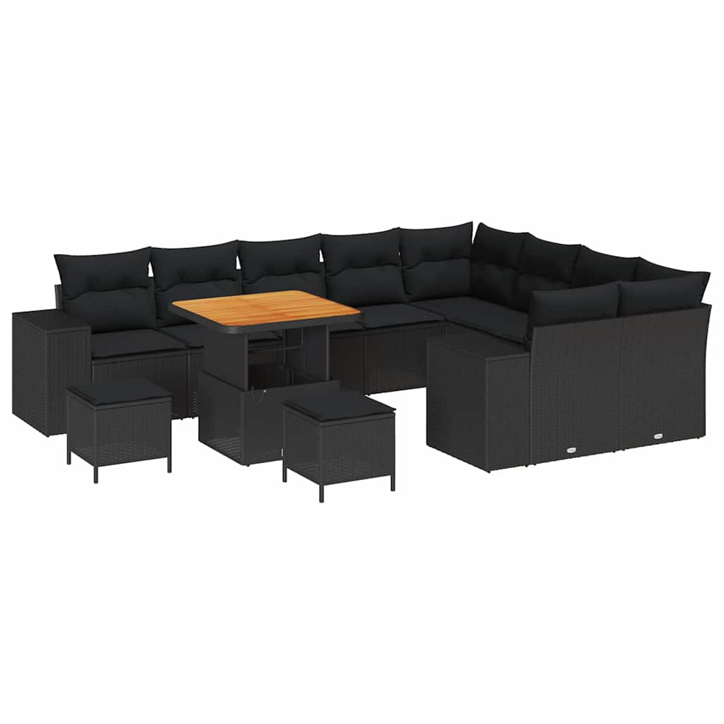 Set de canapele pentru grădină 12 pcs Negru 80 x 80 x 71 cm GartenMobel Dekor