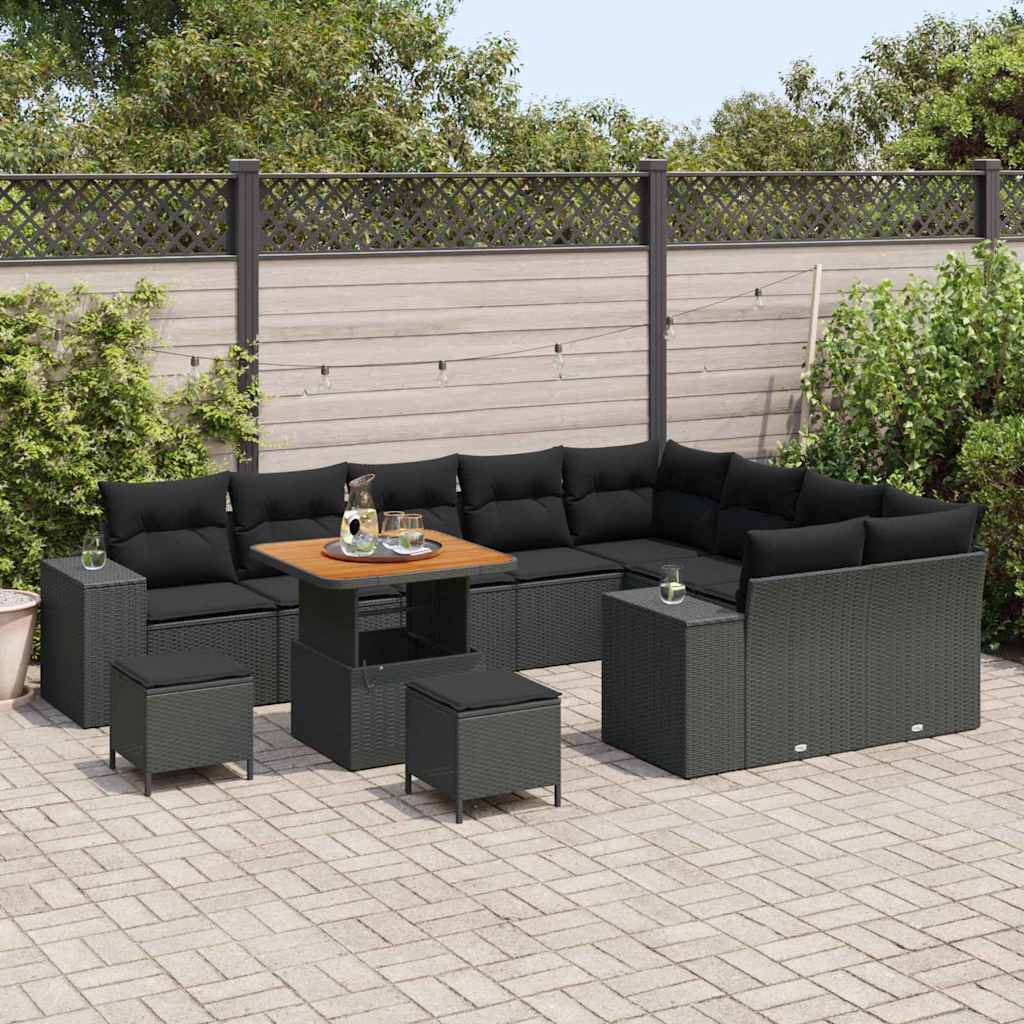 Set de canapele pentru grădină 12 pcs Negru 80 x 80 x 71 cm GartenMobel Dekor