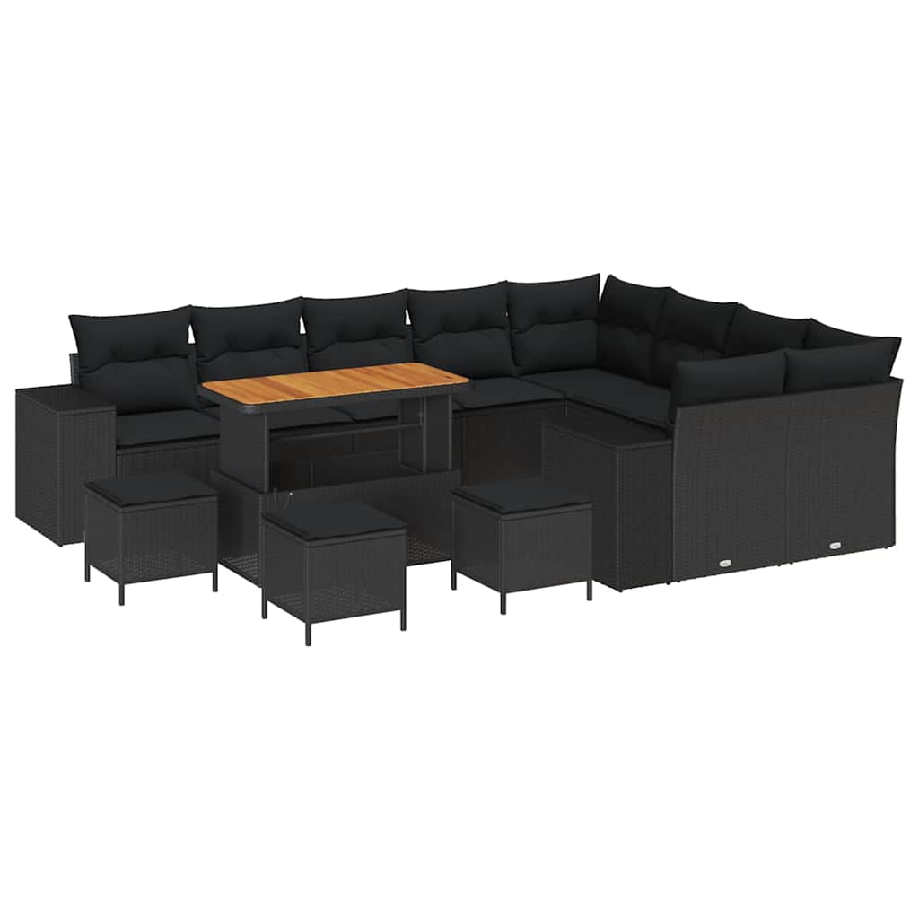 Set de canapele pentru grădină 13 pcs Negru 110 x 55 x 71 cm GartenMobel Dekor