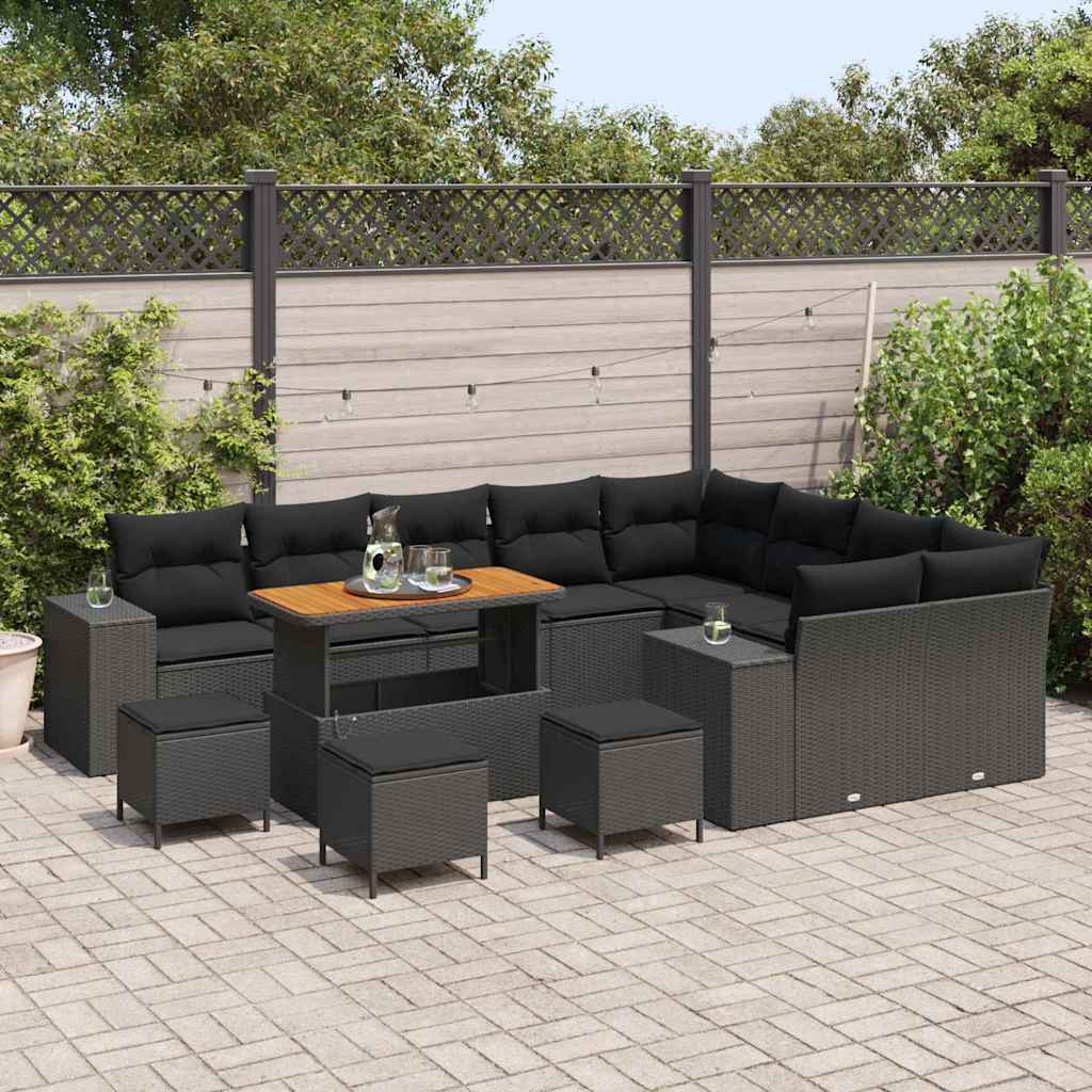 Set de canapele pentru grădină 13 pcs Negru 110 x 55 x 71 cm GartenMobel Dekor