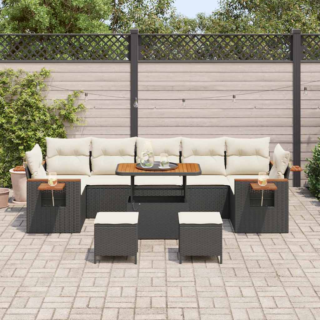 Set de canapele pentru grădină 10 pcs Negru Rattan poli GartenMobel Dekor