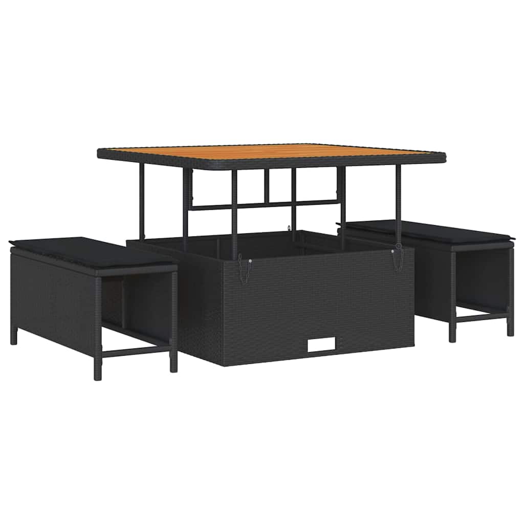 Set de canapele pentru grădină 11 pcs Negru Rattan poli GartenMobel Dekor