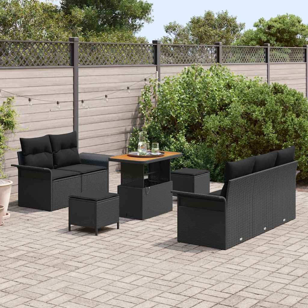 Set de canapele pentru grădină 8 pcs Negru 90 x 55 x 71 cm GartenMobel Dekor