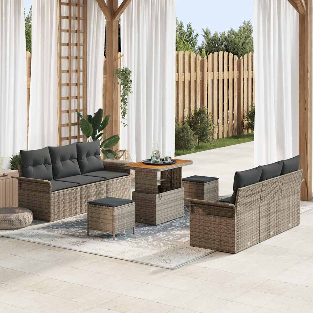 Set de canapele pentru grădină 9 pcs Gri 90 x 55 x 71 cm GartenMobel Dekor
