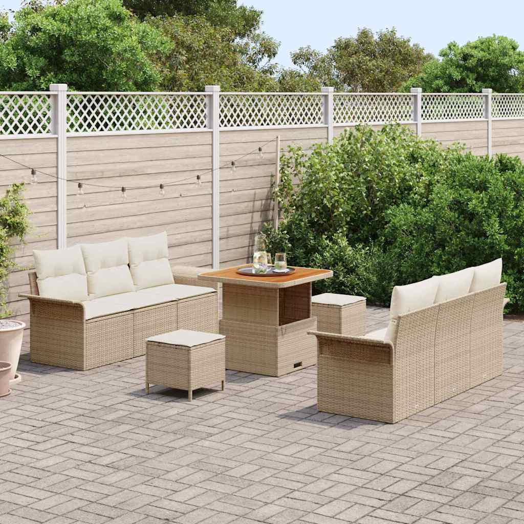 Set de canapele pentru grădină cu pernă 9 pcs Bej și crem GartenMobel Dekor