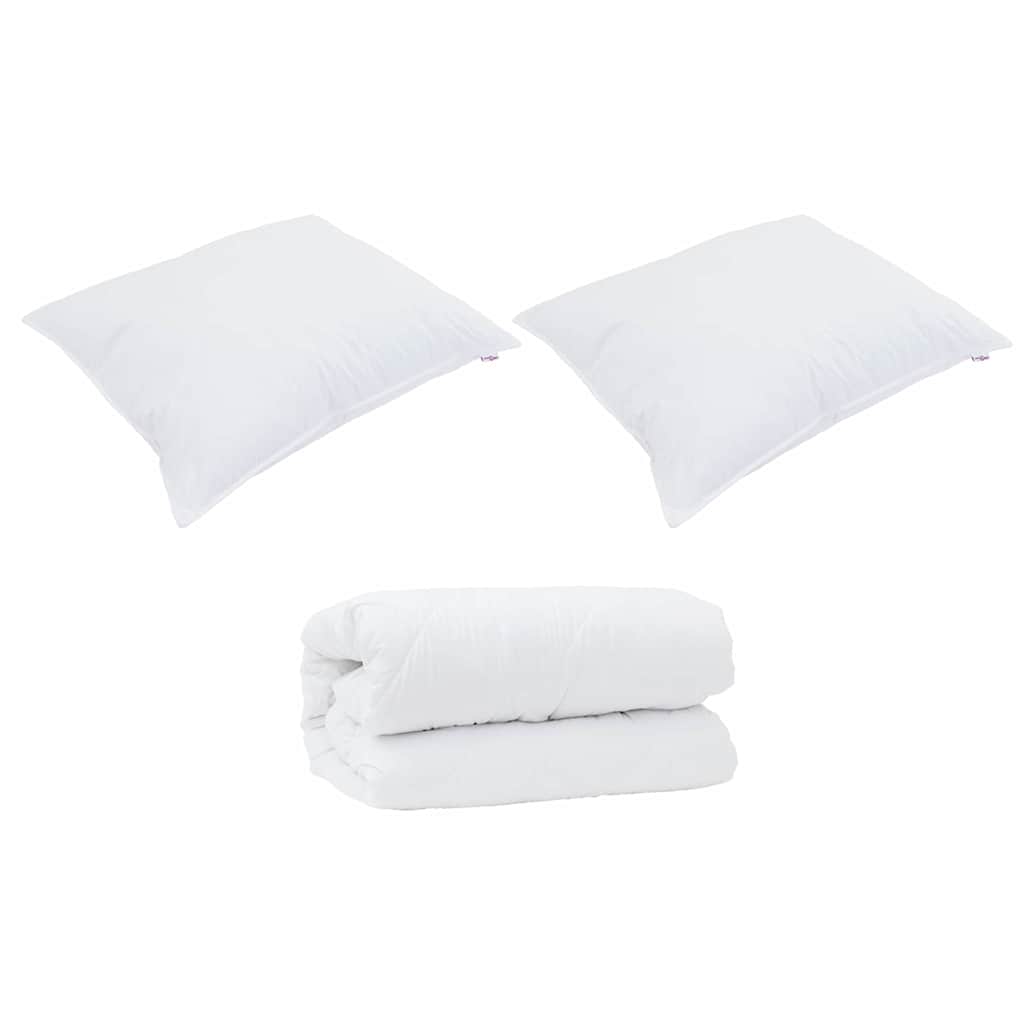 Duvet cu perne cu pernă 3 pcs Alb Microfibră și puf de pasăre GartenMobel Dekor