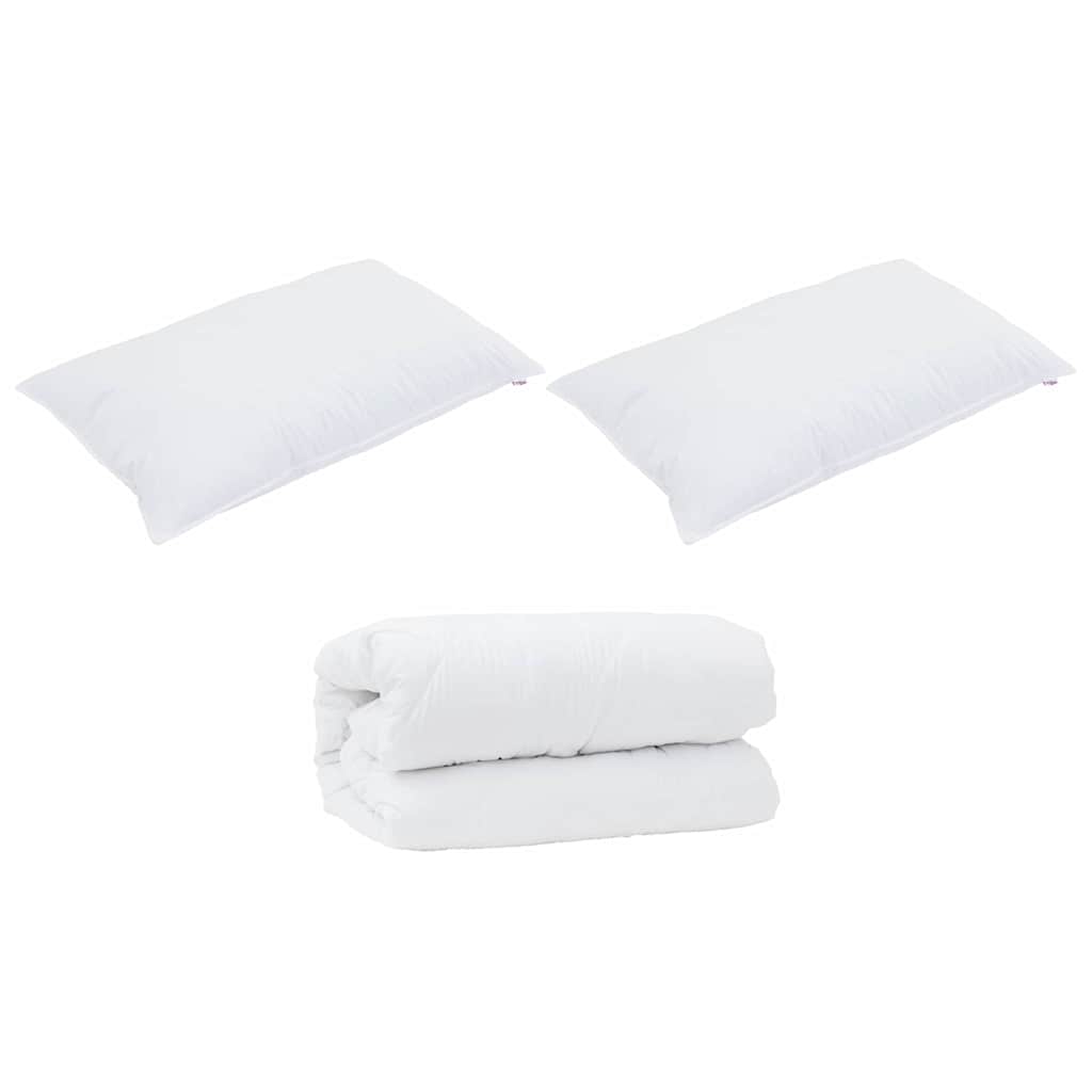 Duvet cu perne cu pernă 3 pcs Alb Microfibră și puf de pasăre GartenMobel Dekor