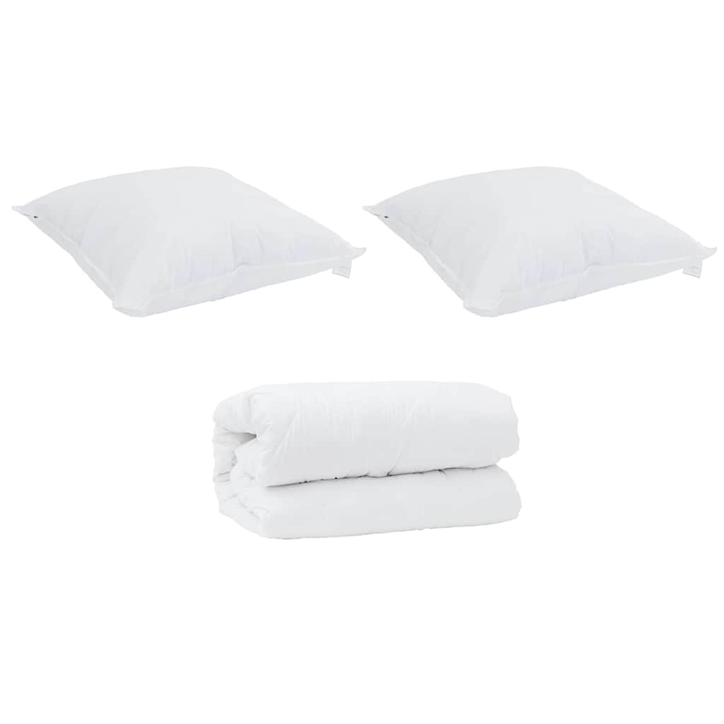 Duvet cu perne cu pernă 3 pcs Alb Microfibră și puf de pasăre GartenMobel Dekor