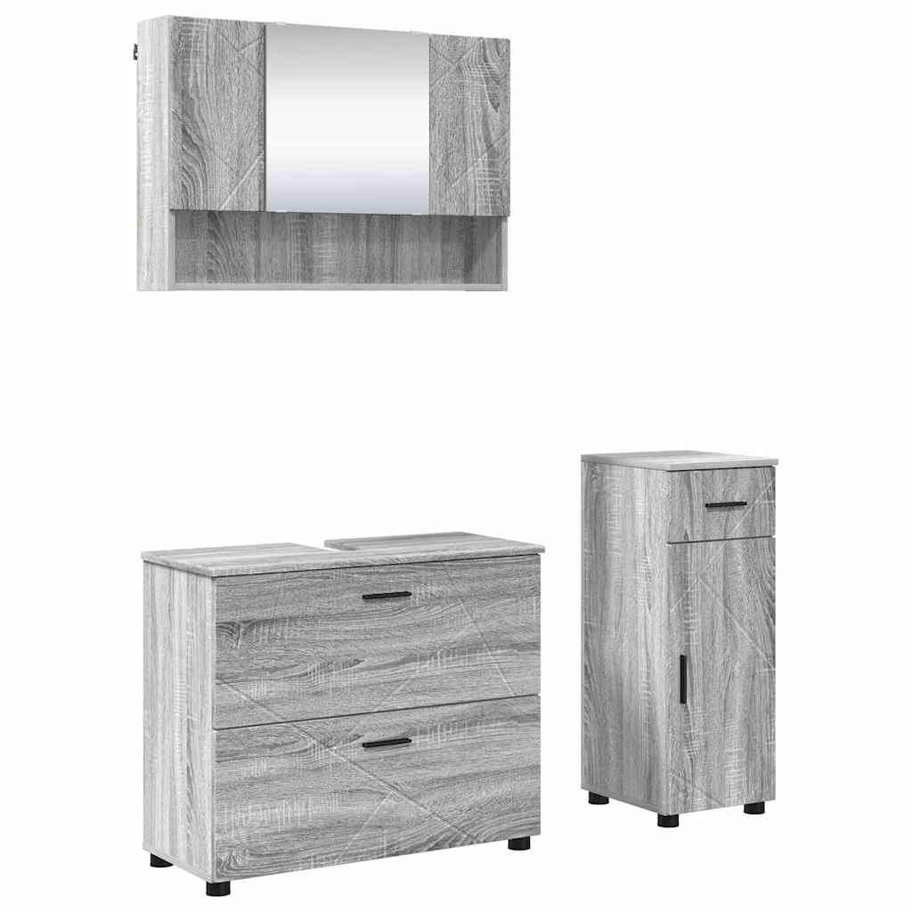 Set de mobilier pentru baie 3 pcs sonoma gri 76.5 x 35 x 64 cm GartenMobel Dekor