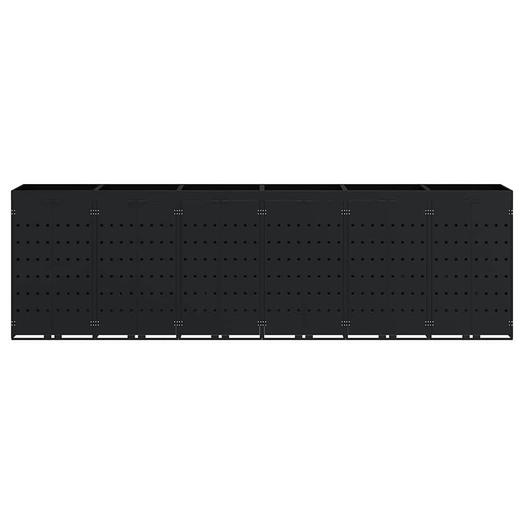 Depozitare pentru 6 pubele Wheelie Negru 408 x 77,5 x 121,5 cm GartenMobel Dekor