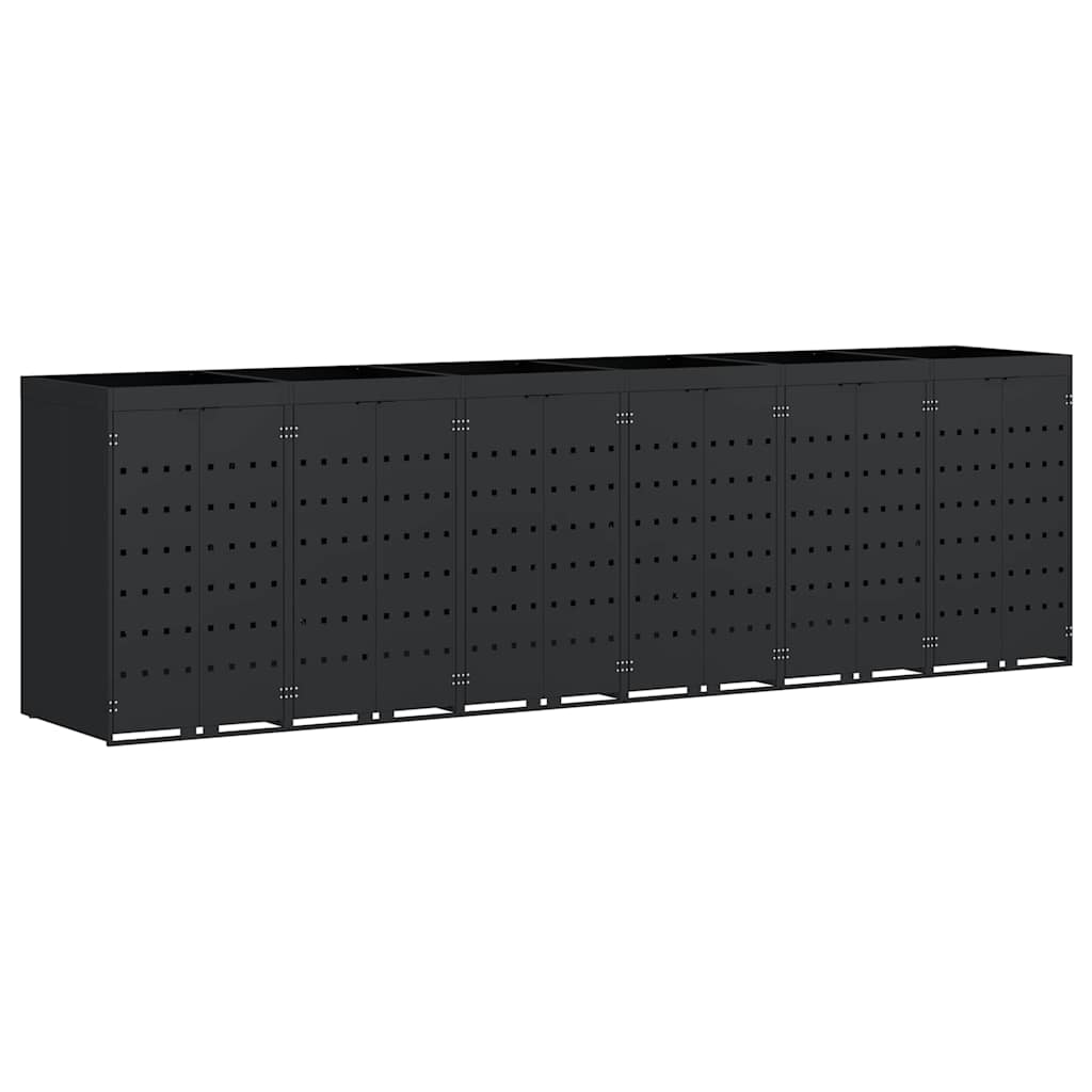 Depozitare pentru 6 pubele Wheelie Negru 408 x 77,5 x 121,5 cm GartenMobel Dekor