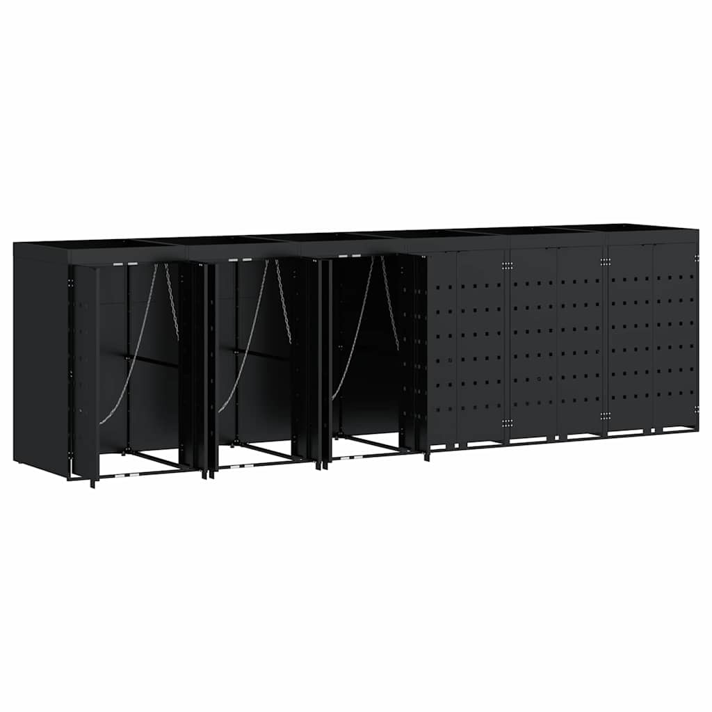 Depozitare pentru 6 pubele Wheelie Negru 408 x 77,5 x 121,5 cm GartenMobel Dekor