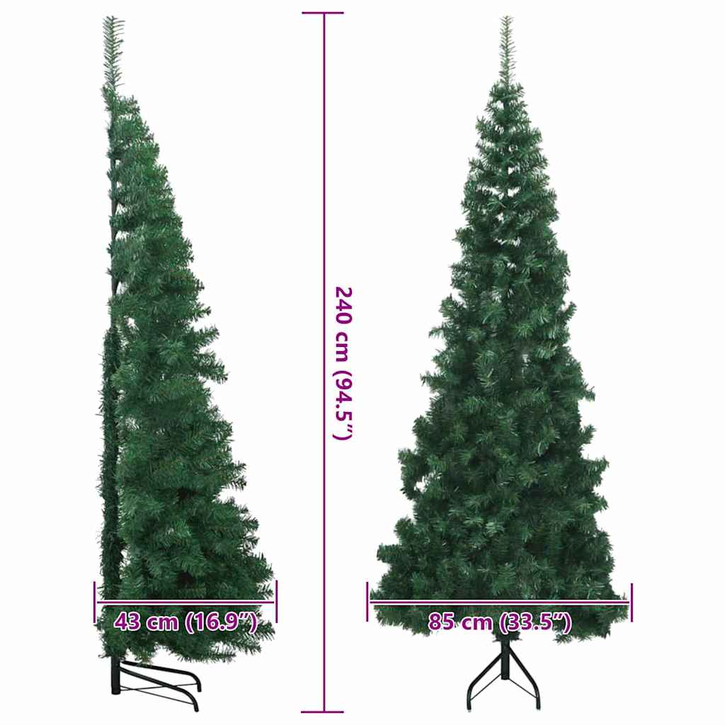 Pom de Crăciun Artificial pentru Colț Verde 240 cm PVC și Metal GartenMobel Dekor
