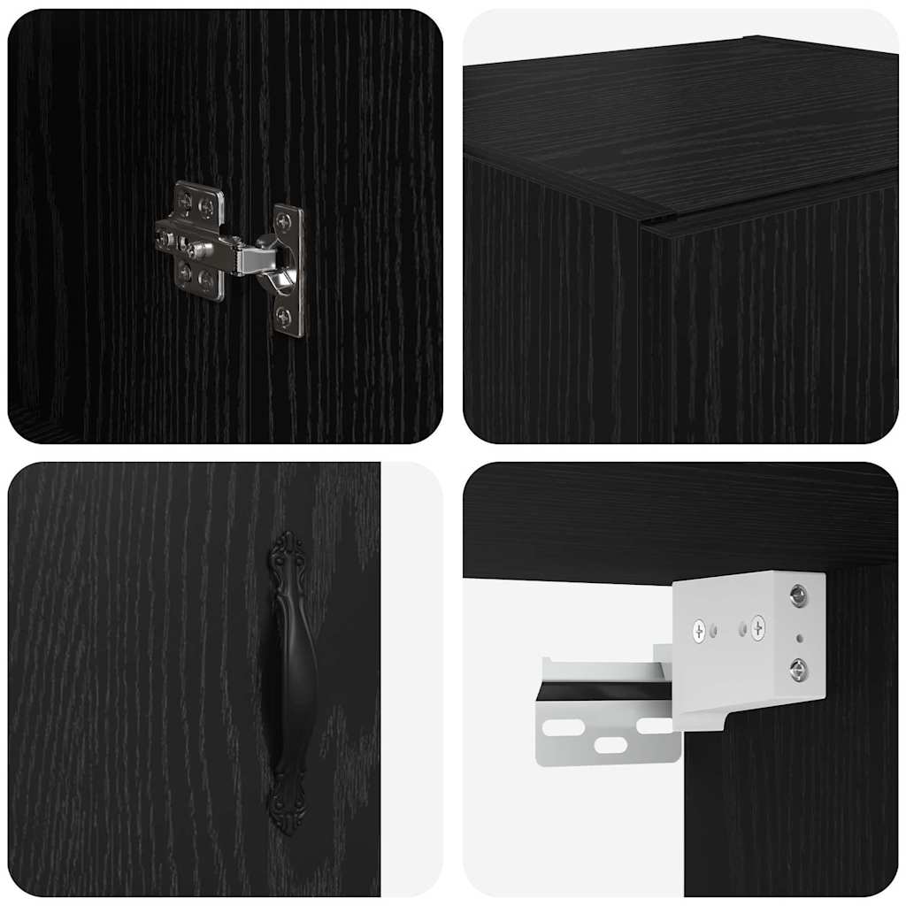 Bufet Stejar alb și negru 69,5 x 34 x 180 cm Lemn compozit GartenMobel Dekor