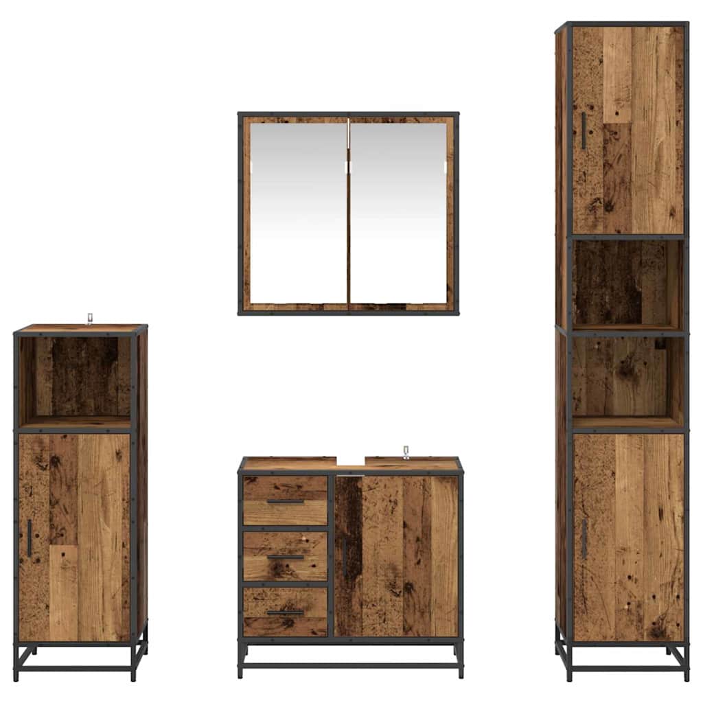 Set de mobilier pentru baie 4 pcs Lemn vechi 65 x 33 x 60 cm GartenMobel Dekor