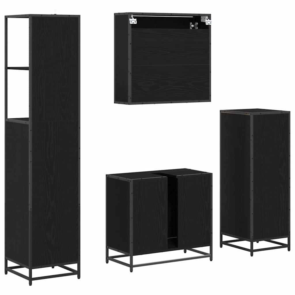 Set de mobilier pentru baie 4 pcs Stejar negru 65 x 33 x 60 cm GartenMobel Dekor