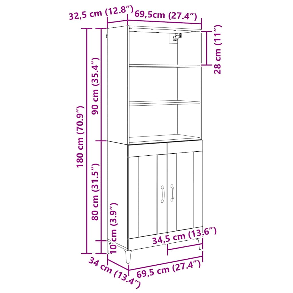 Bufet Pe perete 2 pcs Lemn vechi Lemn compozit GartenMobel Dekor