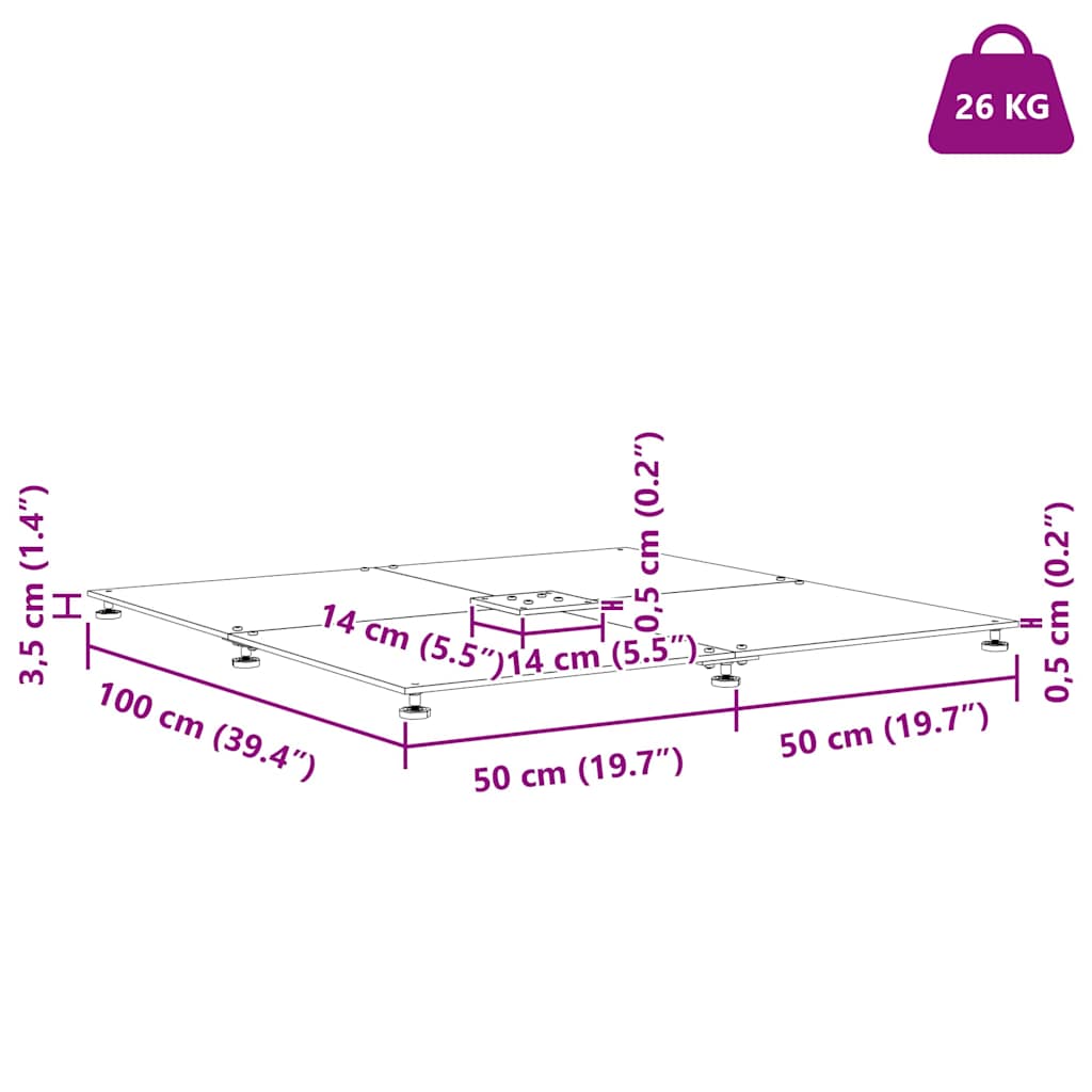 Bază pentru umbrelă Negru 100 x 100 x 4 cm Oțel GartenMobel Dekor