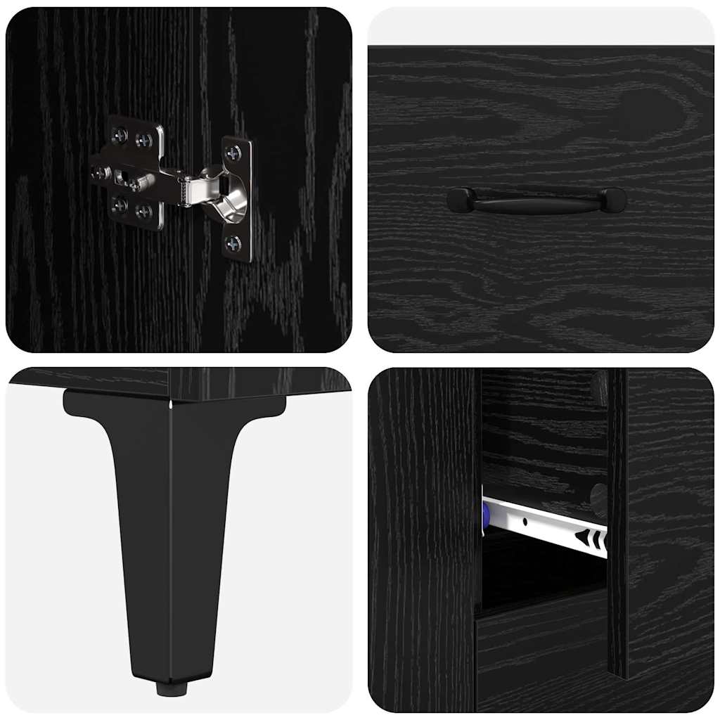 Bufet Pe perete Stejar Negru 69,5 x 34 x 180 cm Lemn compozit GartenMobel Dekor