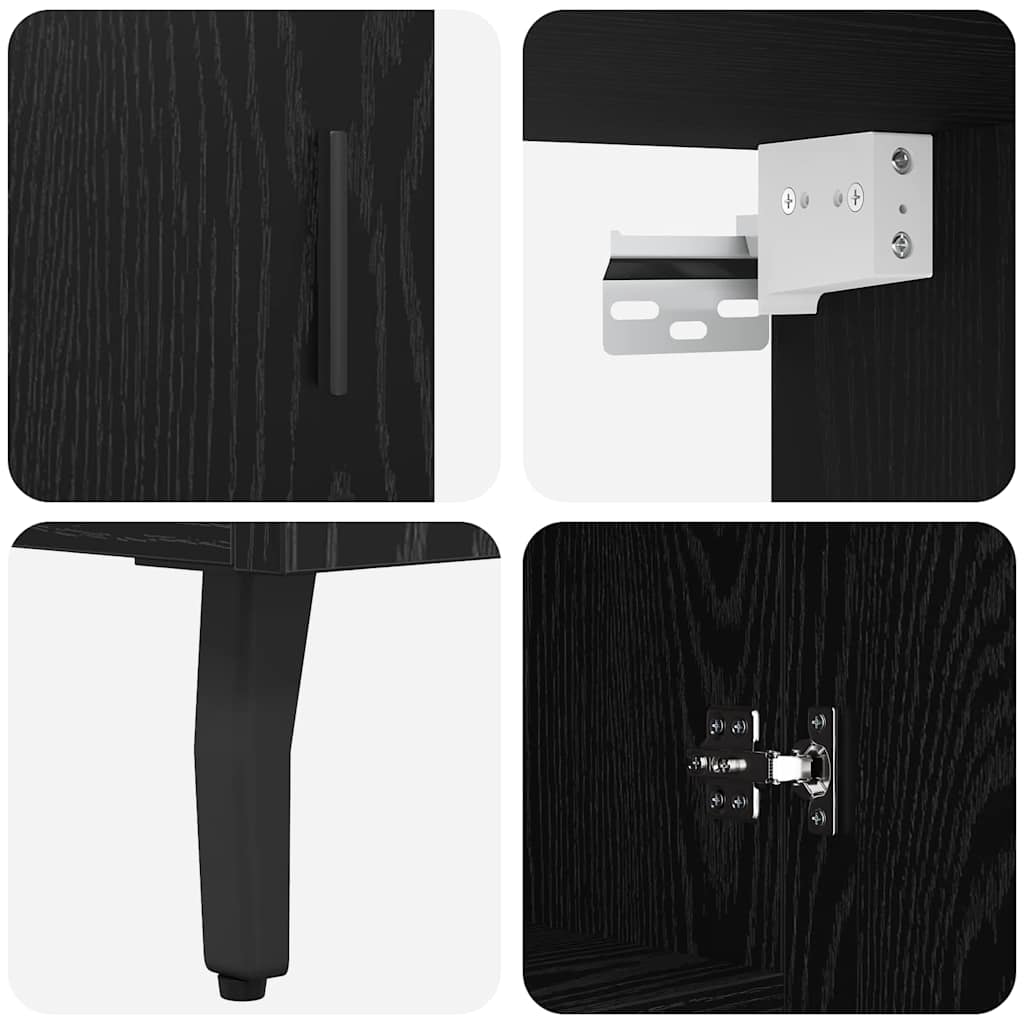 Bufet 2 pcs Stejar Negru 69,5 x 34 x 180 cm Lemn compozit GartenMobel Dekor