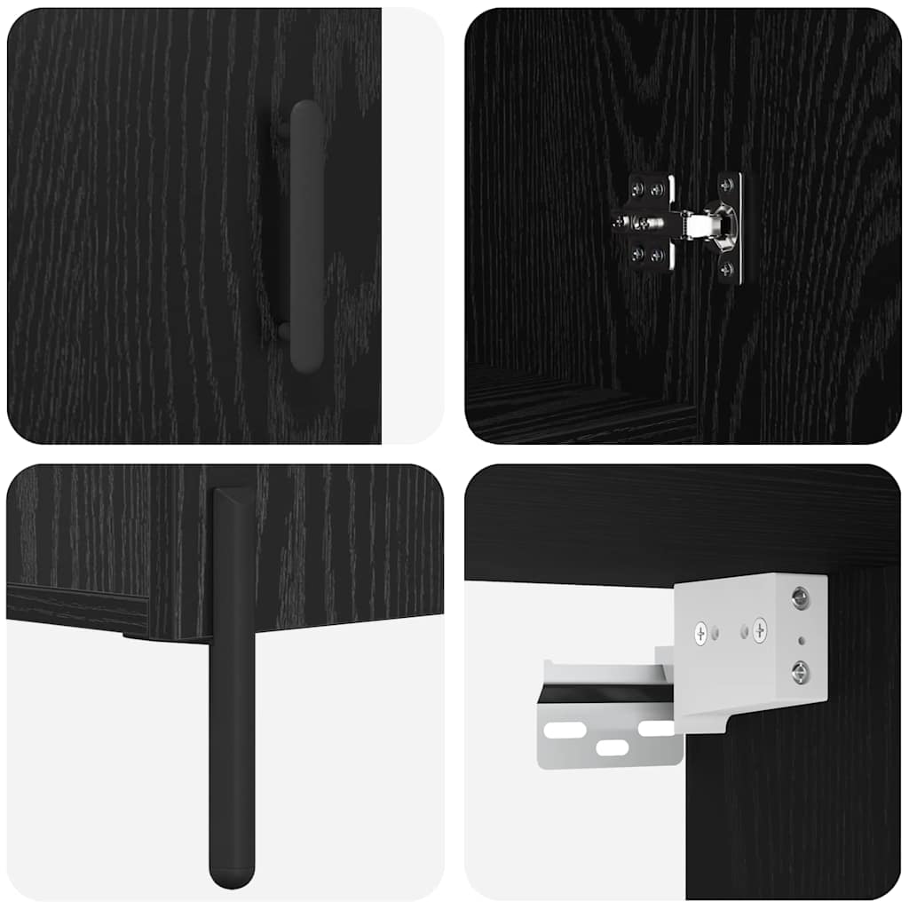 Bufet 2 pcs Stejar Negru 69,5 x 34 x 180 cm Lemn compozit GartenMobel Dekor