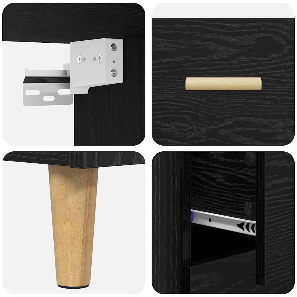 Bufet 2 pcs Stejar Negru 69,5 x 34 x 180 cm Lemn compozit GartenMobel Dekor