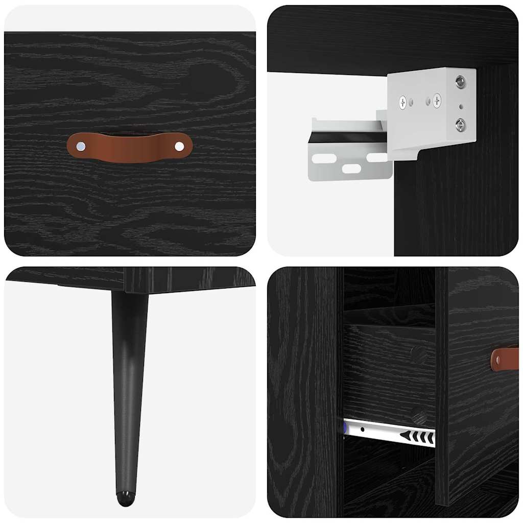 Bufet 2 pcs Stejar negru 69,5 x 34 x 180 cm Lemn compozit GartenMobel Dekor