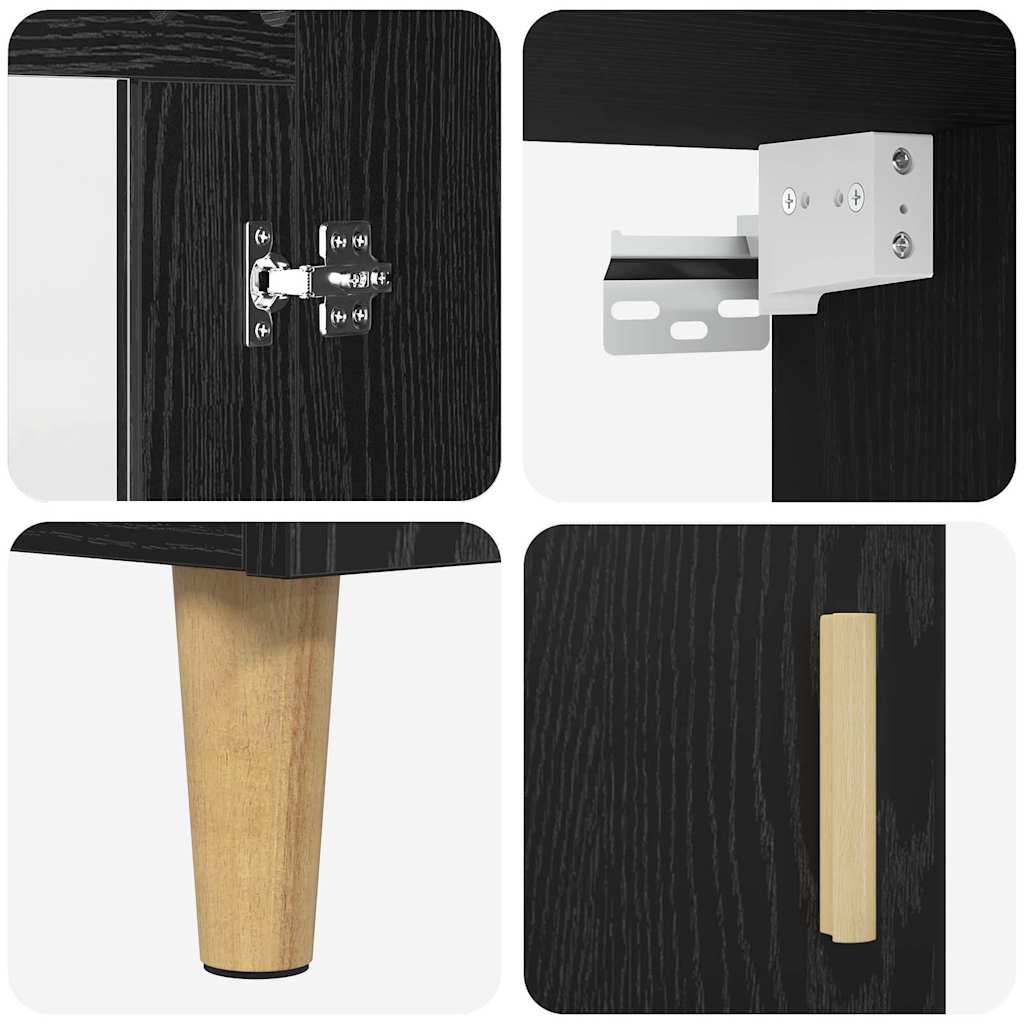 Bufet Pe perete 2 pcs Stejar Negru Lemn compozit GartenMobel Dekor