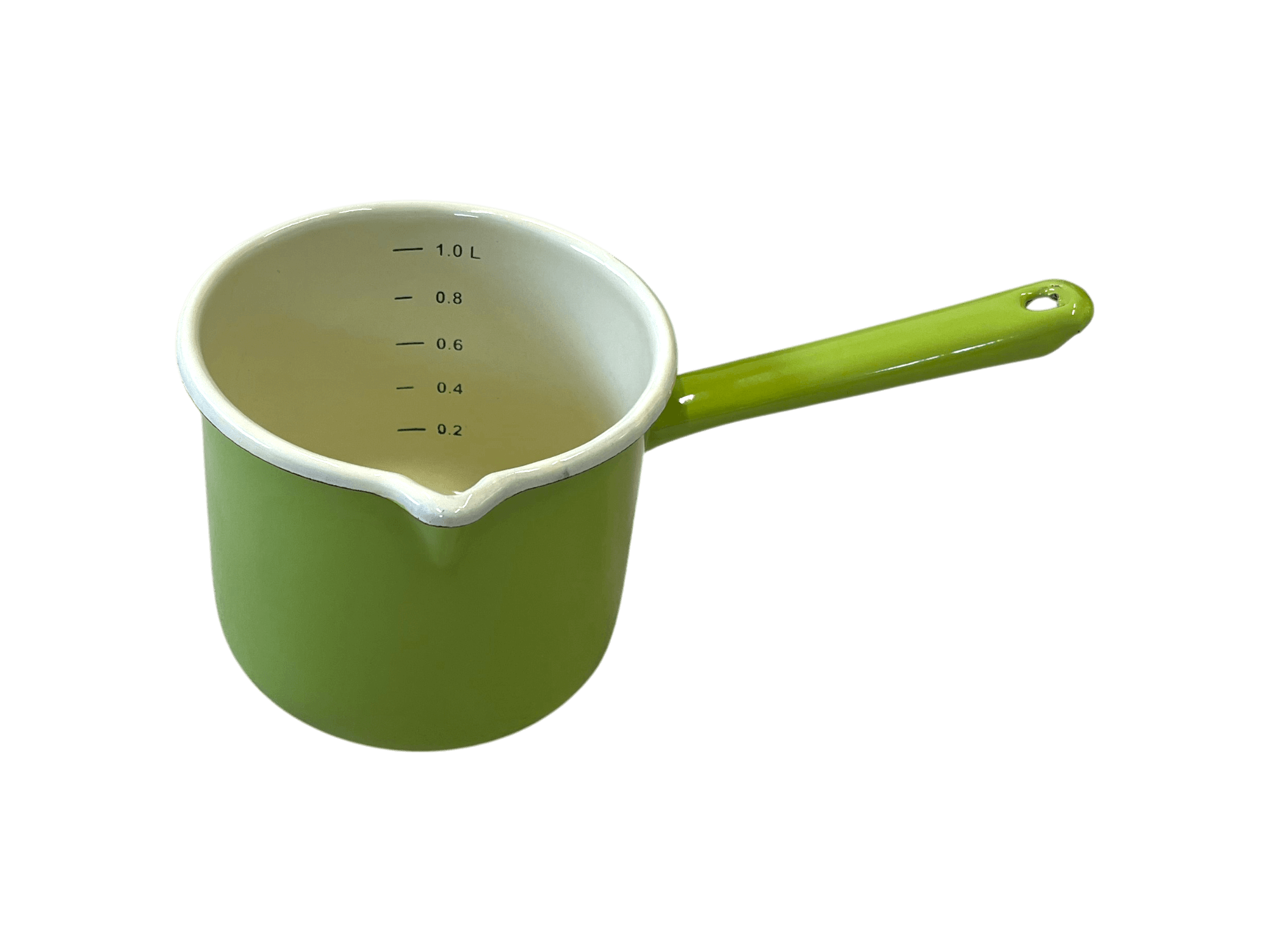 Ibric cilindric emailat 1L verde-crem Handy KitchenServ