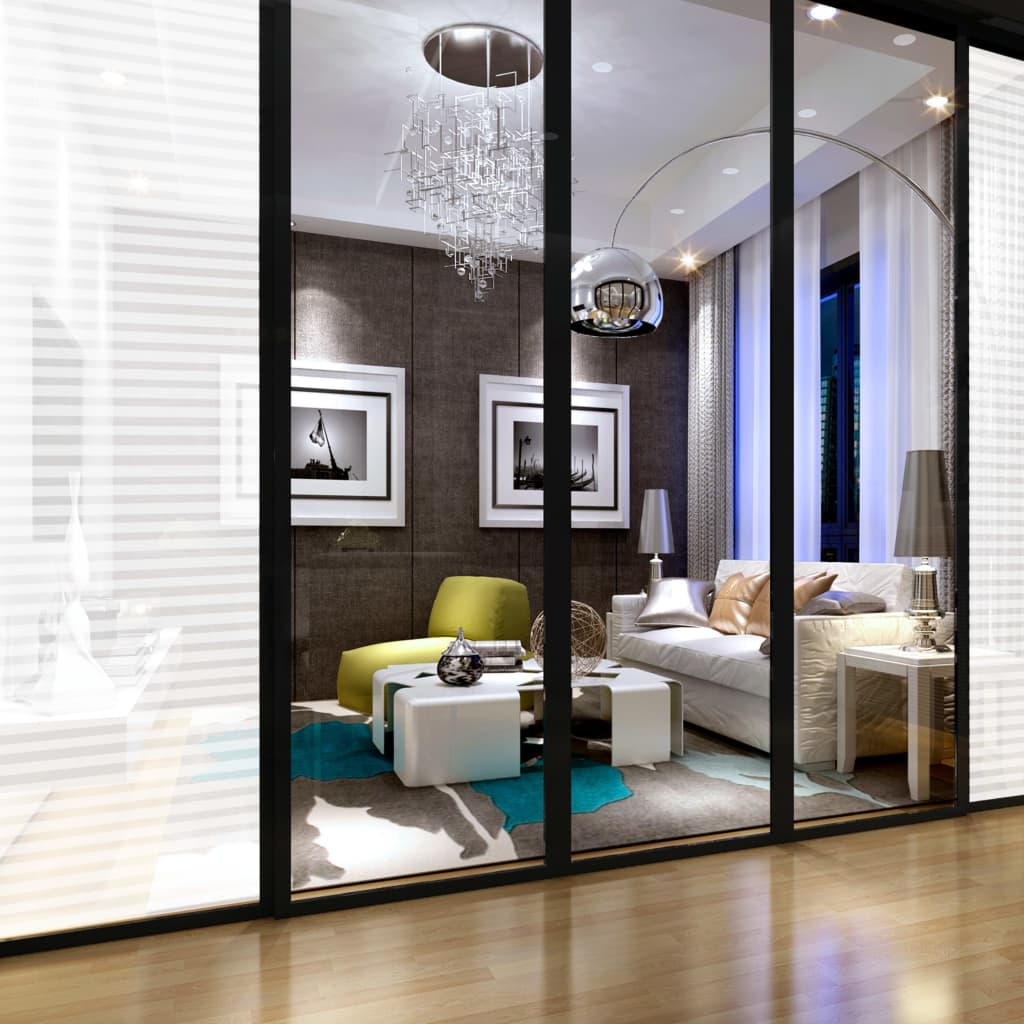 Folie fereastră, design sablat cu dungi, 0,9 x 5 m, PVC GartenMobel Dekor