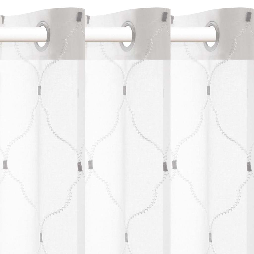 Perdele 2 pcs Alb 140 x 245 cm Poliester GartenMobel Dekor
