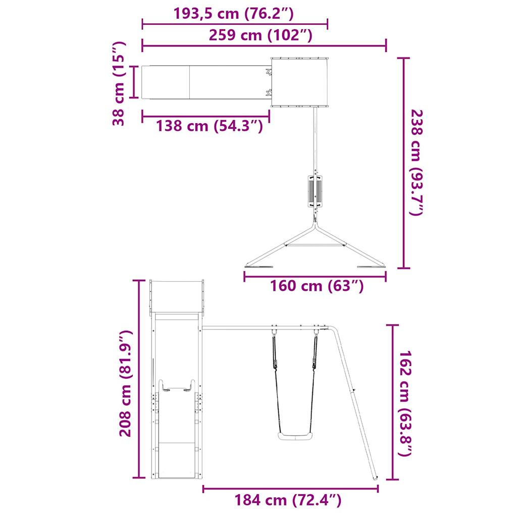Set de joacă pentru exterior, lemn de pin impregnat GartenMobel Dekor
