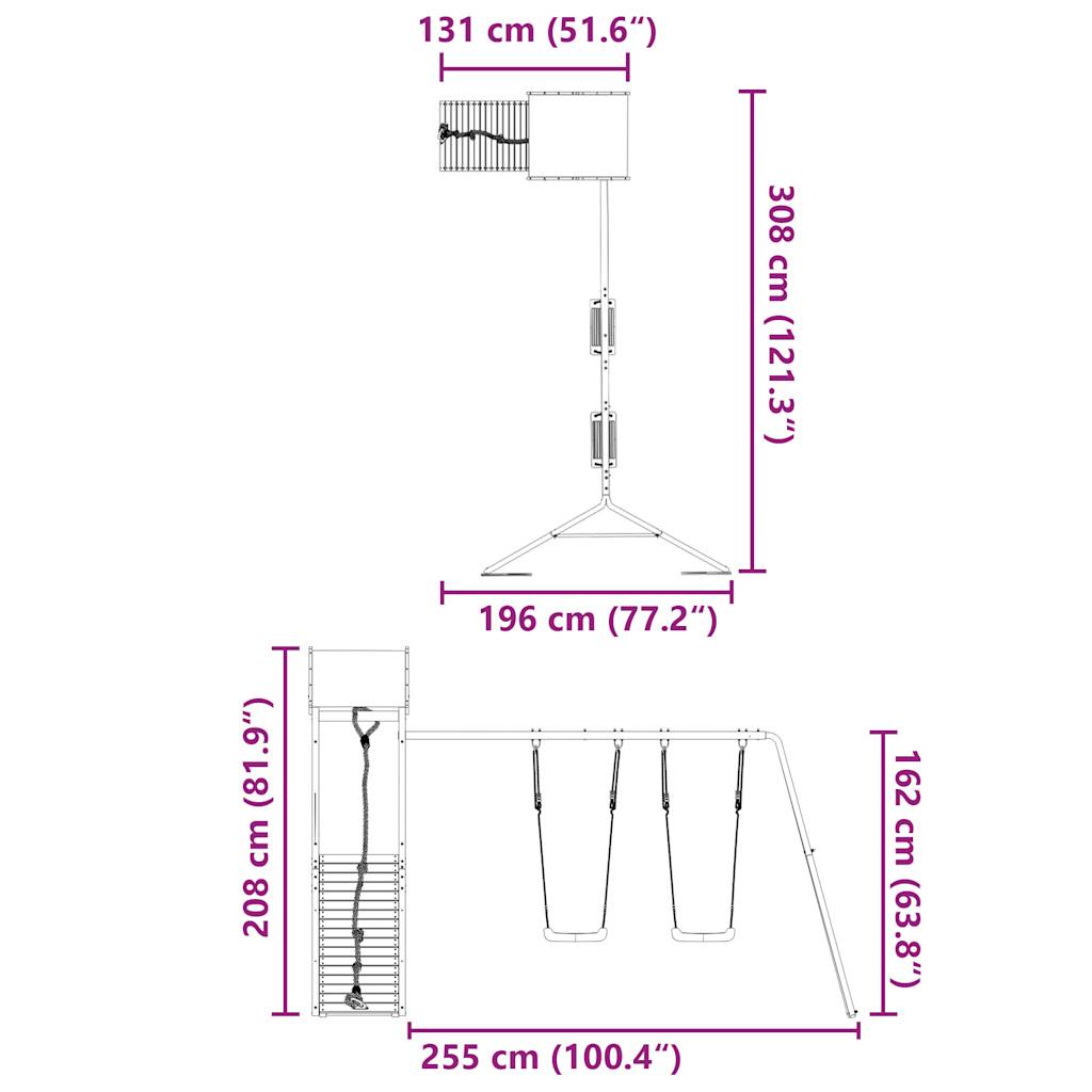Set de joacă pentru exterior, lemn masiv de pin GartenMobel Dekor