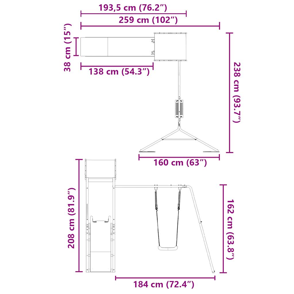 Set de joacă pentru exterior, lemn masiv de pin GartenMobel Dekor
