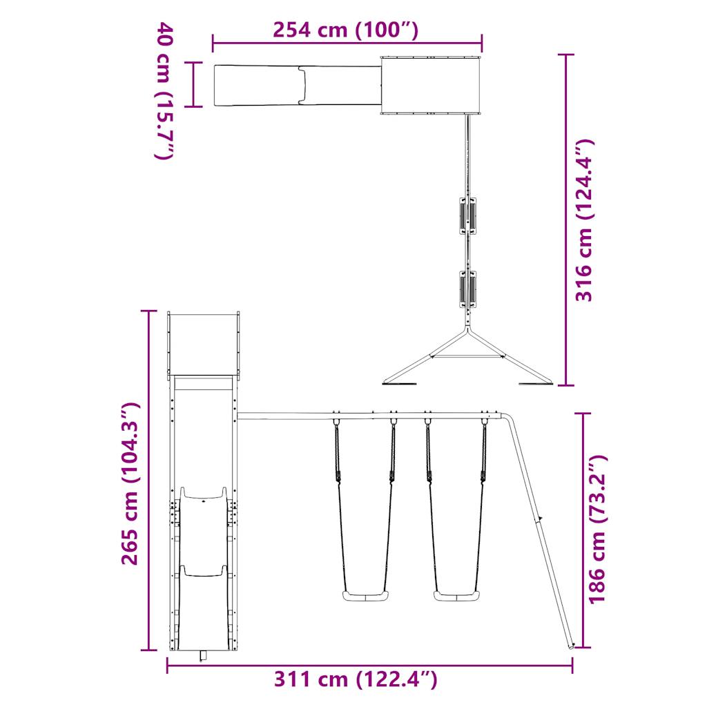 Set de joacă pentru exterior, lemn masiv de douglas GartenMobel Dekor