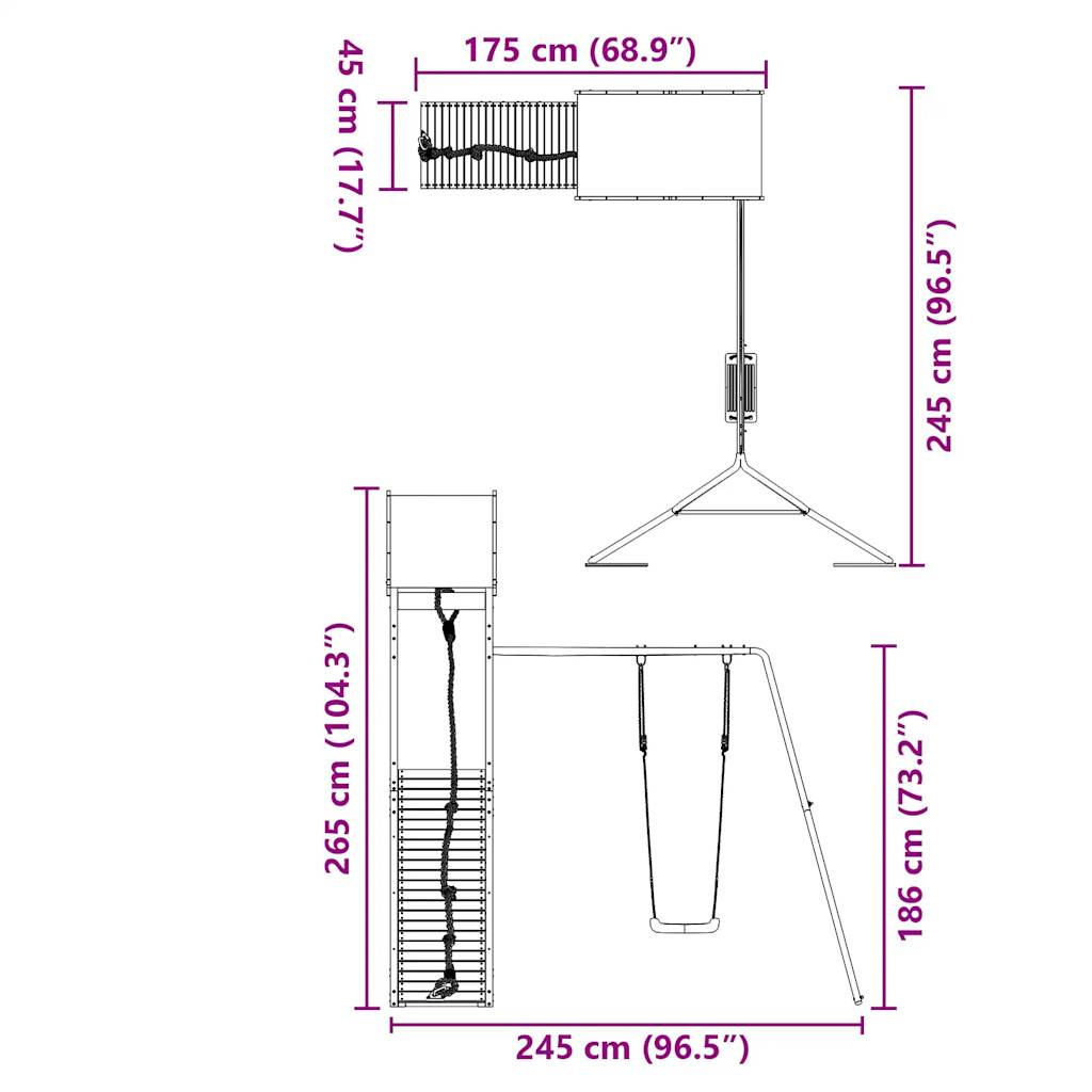 Set de joacă pentru exterior, lemn masiv de pin GartenMobel Dekor