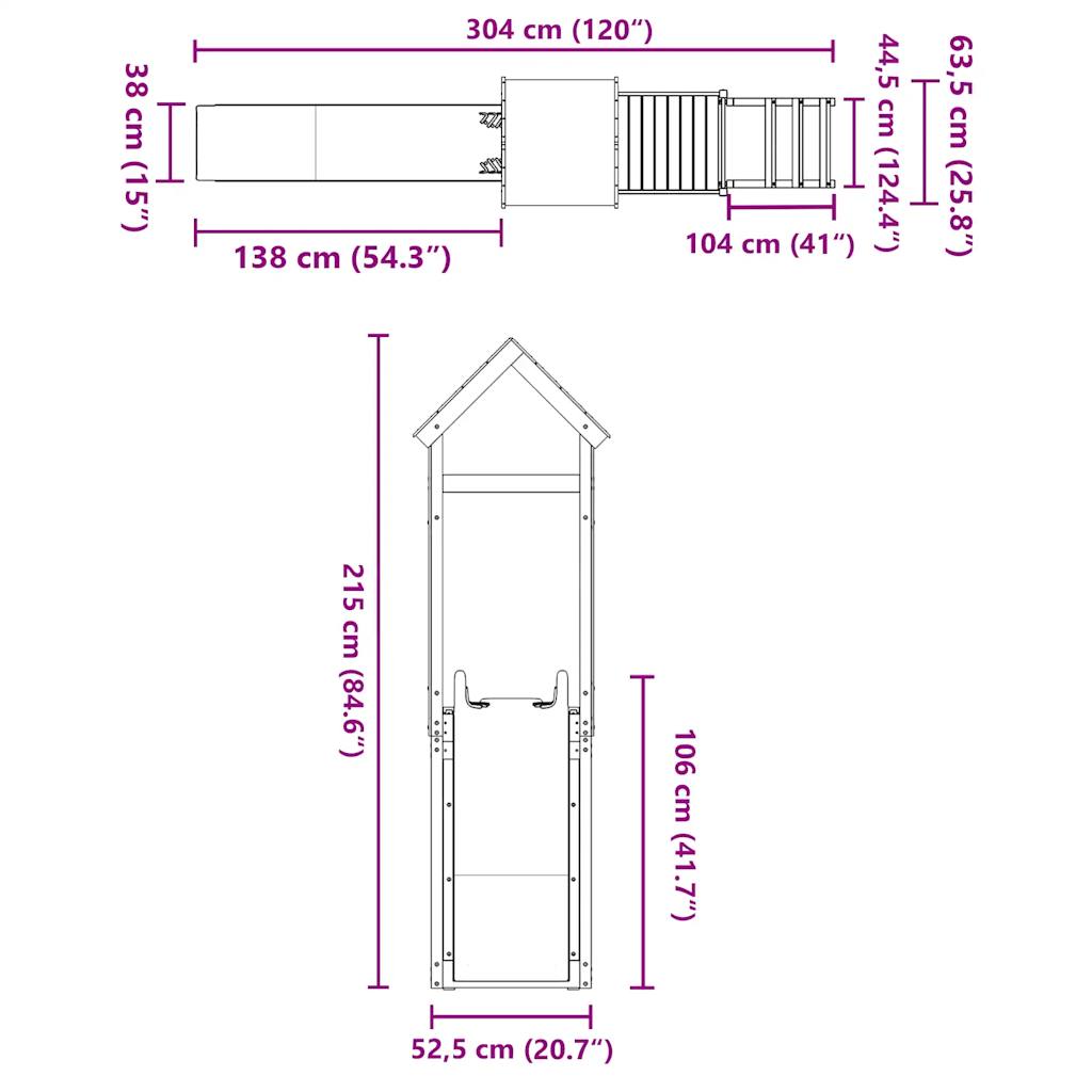 Set de joacă pentru exterior, lemn masiv de douglas GartenMobel Dekor