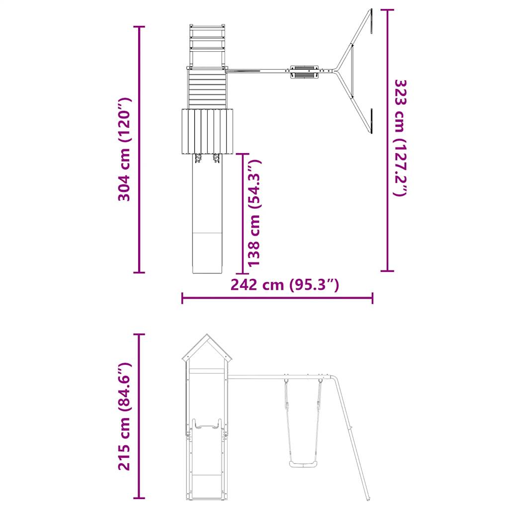 Set de joacă pentru exterior, lemn masiv de pin GartenMobel Dekor