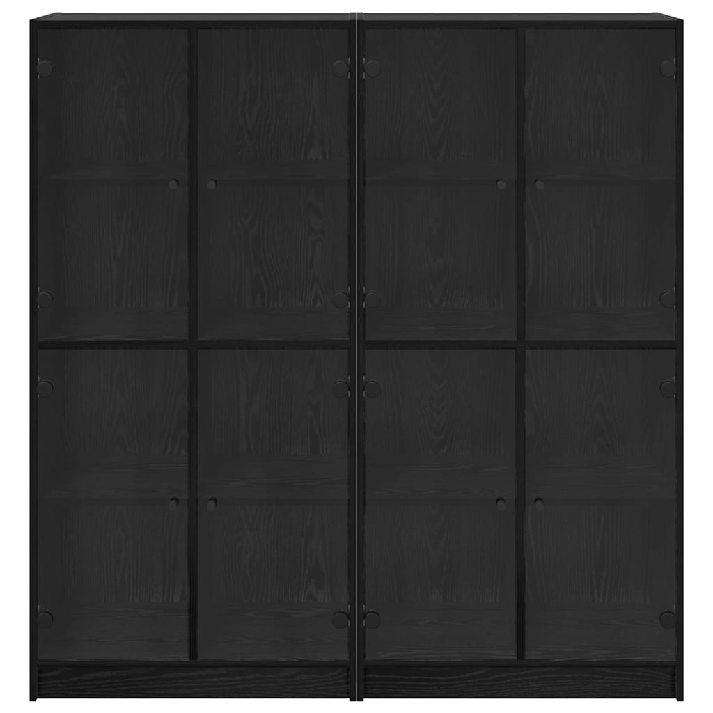 Bufet 2 pcs Stejar Negru 136 x 37 x 142 cm Lemn compozit GartenMobel Dekor
