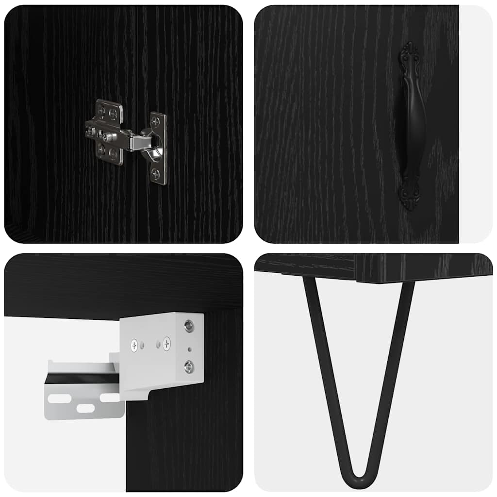 Bufet Stejar Negru 69,5 x 34 x 180 cm Lemn compozit GartenMobel Dekor