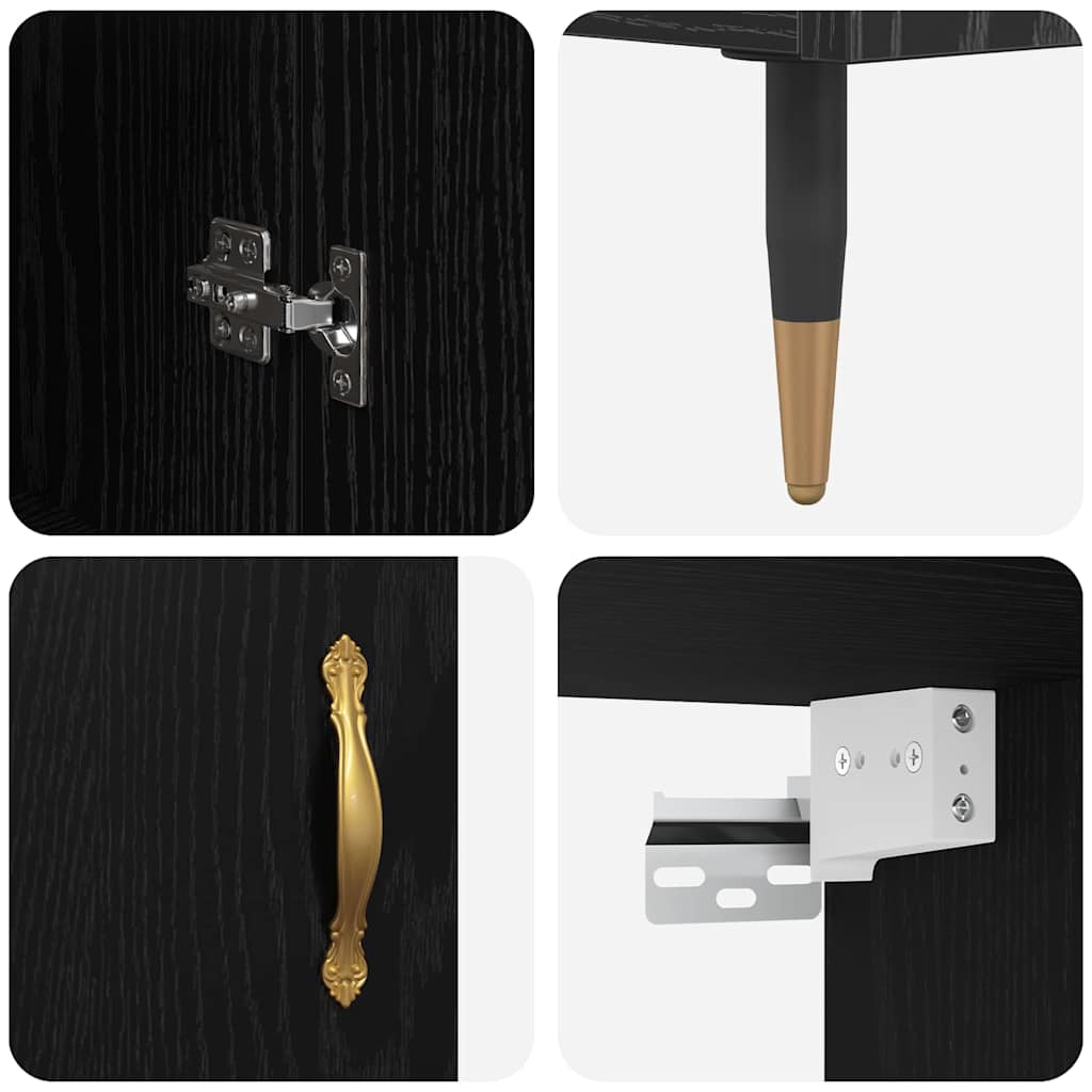 Bufet Stejar Negru 69,5 x 34 x 180 cm Lemn compozit GartenMobel Dekor