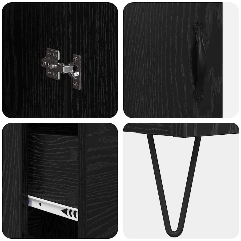 Bufet cu sertar Stejar Negru 69,5 x 34 x 180 cm Lemn compozit GartenMobel Dekor