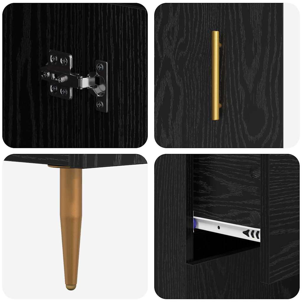 Bufet Pe perete Stejar Negru 69,5 x 34 x 180 cm Lemn compozit GartenMobel Dekor