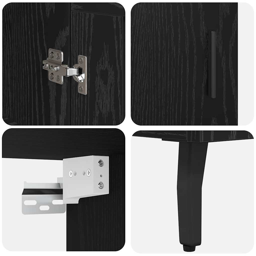 Bufet Pe perete Stejar Negru 69,5 x 34 x 180 cm Lemn compozit GartenMobel Dekor